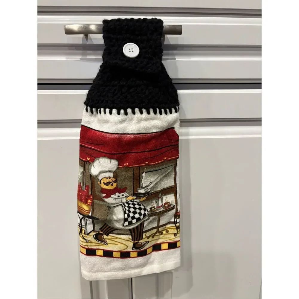 Crochet Top Kitchen Towel-Italian Chef